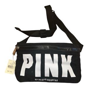 Victorias Secrets Black Fanny Pack Pink City Belt Bag Y2K Hipster Retro New
